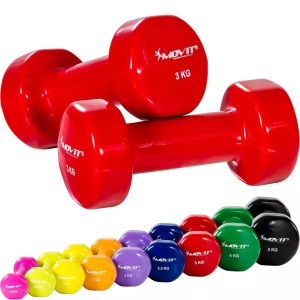 Movit, Profi Vinyl Hanteln 2er Set Unisex Rot Bunt 3kg, Movit - Profi Vinyl Hanteln 2er Set, 3kg, Rot Bunt
