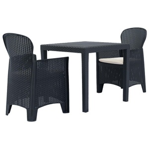 Diverse Hardware, 3-tlg. Bistro-Set Kunststoff Anthrazit Rattan-Optik