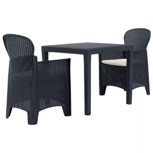 Diverse Hardware, 3-tlg. Bistro-Set Kunststoff Anthrazit Rattan-Optik, vidaXL 3-tlg. Bistro-Set Kunststoff Anthrazit Rattan-Optik