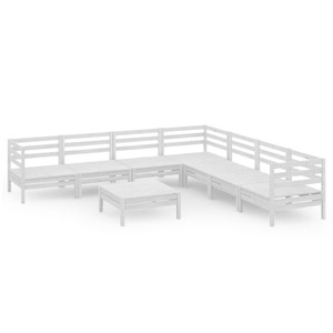 vidaXL, vidaXL 8-tlg. Garten-Lounge-Set Massivholz Kiefer Weiß, vidaXL 8-tlg. Garten-Lounge-Set Massivholz Kiefer Weiß