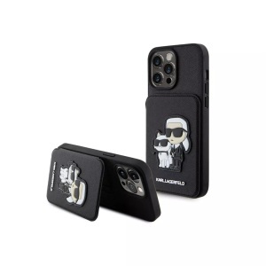 Karl Lagerfeld, Karl Lagerfeld - Hülle iPhone 15 Pro Saffiano, Schwarz, Karl Lagerfeld - Hülle iPhone 15 Pro Saffiano, Schwarz