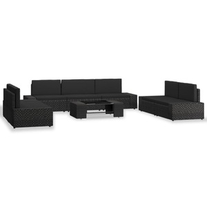 Diverse Hardware, 8-tlg. Garten-Lounge-Set Poly Rattan Schwarz