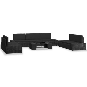 Diverse Hardware, 8-tlg. Garten-Lounge-Set Poly Rattan Schwarz