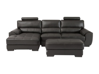 Vente-unique, Ecksofa Leder Sitzhocker Ecke Links METROPOLITAN II Ecksofa Leder Sitzhocker Ecke Links METROPOLITAN II, Vente-unique - Ecksofa Leder Sitzhocker Ecke Links METROPOLITAN II, One Size, Schwarz