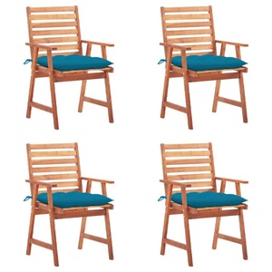 vidaXL, vidaXL Garten-Essstühle 4 Stk. mit Kissen Massivholz Akazie, vidaXL Garten-Essstühle 4 Stk. mit Kissen Massivholz Akazie