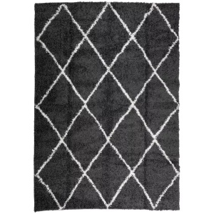 vidaXL, vidaXL Teppich Shaggy Hochflor Modern Schwarz und Creme 160x230 cm