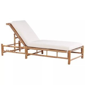 Beliani, Beliani Ligure Sonnenliege, Beliani - Liege aus Bambusholz Boho LIGURE, One Size, Schneeweiss