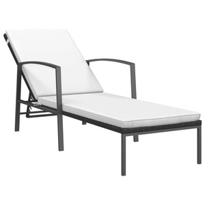 vidaXL, vidaXL Sonnenliege mit Auflage Poly Rattan Schwarz, vidaXL Sonnenliege mit Auflage Poly Rattan Schwarz