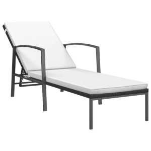 vidaXL, vidaXL Sonnenliege mit Auflage Poly Rattan Schwarz, vidaXL Sonnenliege mit Auflage Poly Rattan Schwarz