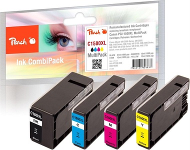Peach, Peach Spar Pack Tintenpatronen, kompatibel zu Canon PGI-1500XL, Tinte Spar Pack PI100-256