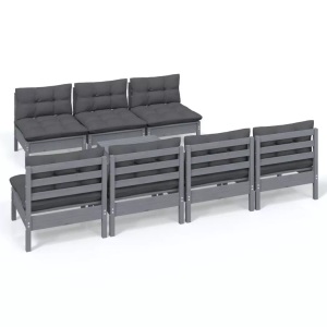 vidaXL, vidaXL 8-tlg. Garten-Lounge-Set mit Anthrazit Kissen Kiefernholz, vidaXL 8-tlg. Garten-Lounge-Set mit Anthrazit Kissen Kiefernholz