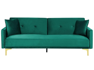Beliani, Schlafcouch aus Samtstoff Retro LUCAN Schlafcouch aus Samtstoff Retro LUCAN, Beliani - Schlafsofa aus Samtstoff Retro LUCAN, One Size, Ozeangrün