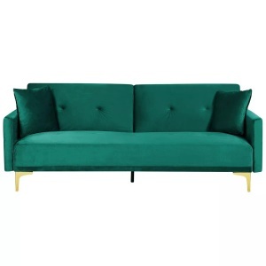 Beliani, Schlafcouch aus Samtstoff Retro LUCAN Schlafcouch aus Samtstoff Retro LUCAN, Beliani - Schlafsofa aus Samtstoff Retro LUCAN, One Size, Ozeangrün