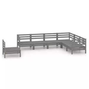 vidaXL, vidaXL 7-tlg. Garten-Lounge-Set Massivholz Kiefer Grau