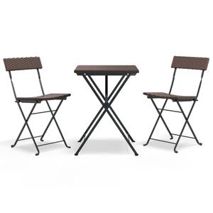 vidaXL, vidaXL 3-tlg. Bistro-Set Klappbar Braun Poly Rattan