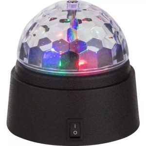 Globo, GLOBO DISCO Tischleuchte Kunststoff schwarz, klar, Discolicht mit Kristallsternen, Sch, LED-Tischdekoleuchte Disco mit buntem Licht