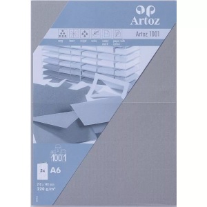 Artoz, ARTOZ Karten 1001 A6 107322262 220g. graphit 5 Blatt, ARTOZ Karten 1001 A6 107322262 220g. graphit 5 Blatt