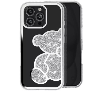 Avizar, Avizar - SparkleBear Hülle iPhone 16 Pro Max, Silber, Avizar - SparkleBear Hülle iPhone 16 Pro Max, Silber