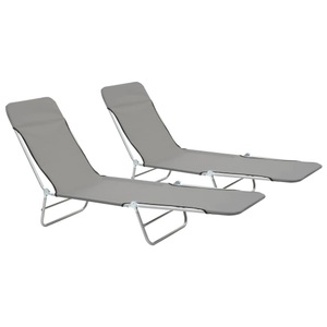 Diverse Hardware, Klappliegen 2 Stk. Stahl und Stoff Grau, vidaXL Klappliegen 2 Stk. Stahl und Stoff Grau