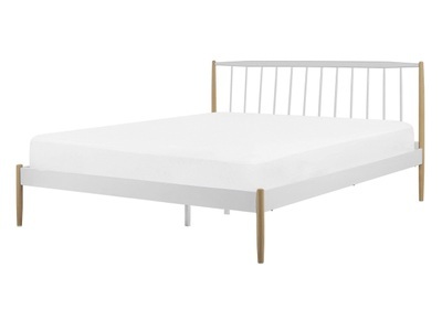 Beliani, Bett mit Lattenrost aus Metall Klassisch MAURS Bett mit Lattenrost aus Metall Klassisch MAURS, Beliani - Bett mit Lattenrost aus Stahl Klassisch MAURS, 140x200 cm, Weiss Bunt