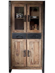mutoni living, Vitrine Natural Factory natur antikschwarz 40x90, Vitrine Kuba Vintage natur 40x90