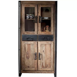 mutoni living, Vitrine Natural Factory natur antikschwarz 40x90, Vitrine Kuba Vintage natur 40x90