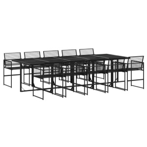 vidaXL, vidaXL 11-tlg. Garten-Essgruppe Schwarz Poly Rattan