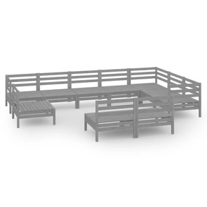 vidaXL, vidaXL 10-tlg. Garten-Lounge-Set Massivholz Kiefer Grau, 