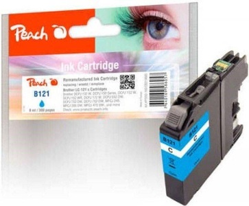 Peach, Peach Tintenpatrone cyan kompatibel zu Brother LC-121C, Peach B121 C Druckerpatrone cy ersetzt Brother LC-121C für z.B. Brother DCPJ 552 DW, Brother MFCJ 870 DW, Brother DCPJ 132 W, Brother DCPJ 150