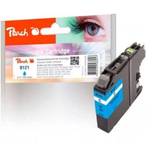 Peach, Peach Tintenpatrone cyan kompatibel zu Brother LC-121C, Peach B121 C Druckerpatrone cy ersetzt Brother LC-121C für z.B. Brother DCPJ 552 DW, Brother MFCJ 870 DW, Brother DCPJ 132 W, Brother DCPJ 150