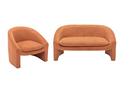 Vente-unique, Sofa 2-Sitzer & Sessel - Stoff - Terracotta - OSSANA Sofa 2-Sitzer & Sessel - Stoff - Terracotta - OSSANA