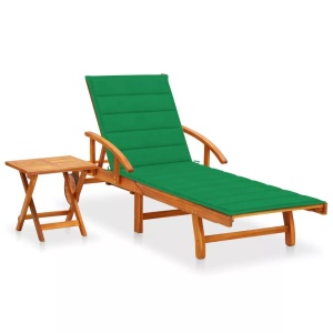 vidaXL, vidaXL Sonnenliege mit Tisch und Auflage Akazie Massivholz