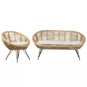Beliani, Garten Lounge aus Rattan Boho MARATEA Garten Lounge aus Rattan Boho MARATEA