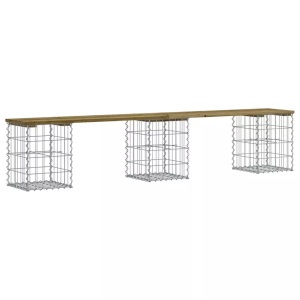 vidaXL, vidaXL Gartenbank aus Gabionen 203x31x42 cm Kiefernholz Imprägniert