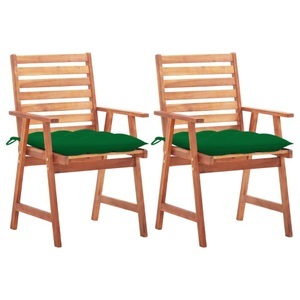 vidaXL, vidaXL Garten-Essstühle 2 Stk. mit Kissen Massivholz Akazie