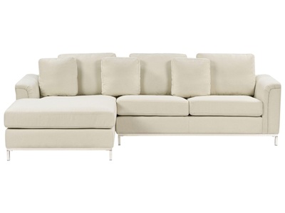 Beliani, Beliani Ecksofa Polsterbezug beige rechtsseitig OSLO, Beliani - Rechtsseitiges Ecksofa aus Polyester Klassisch OSLO, One Size, Baumnuss