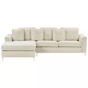 Beliani, Beliani Ecksofa Polsterbezug beige rechtsseitig OSLO, Beliani - Rechtsseitiges Ecksofa aus Polyester Klassisch OSLO, One Size, Baumnuss