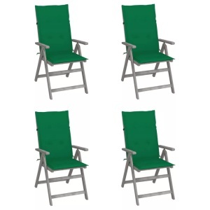 vidaXL, vidaXL Verstellbare Gartenstühle 4 Stk. mit Auflagen Massivholz Akazie, vidaXL Hochlehner Verstellbar 4 Stk. mit Auflagen Massivholz Akazie