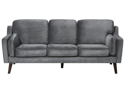 Beliani, Beliani 3-Sitzer Sofa Polsterbezug dunkelgrau LOKKA, Beliani - 3 Sitzer Sofa aus Samtstoff Glamourös LOKKA, One Size, Spacegrau