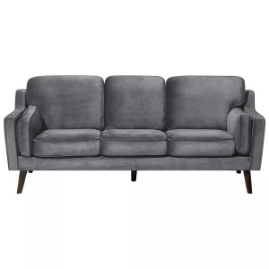 Beliani, Beliani 3-Sitzer Sofa Polsterbezug dunkelgrau LOKKA, Beliani - 3 Sitzer Sofa aus Samtstoff Glamourös LOKKA, One Size, Spacegrau