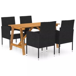 vidaXL, vidaXL 5-tlg. Garten-Essgruppe Schwarz