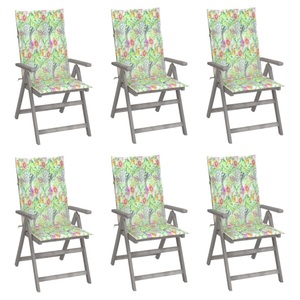 vidaXL, vidaXL Verstellbare Gartenstühle 6 Stk. mit Auflagen Massivholz Akazie, 