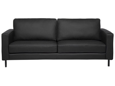 Beliani, Beliani Sofa Leder schwarz SAVALEN, Beliani - 3 Sitzer Sofa aus Echtleder Minimalistisch SAVALEN, One Size, Schwarz