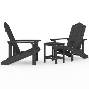 vidaXL, vidaXL Adirondack-Gartenstühle mit Tisch HDPE Anthrazit