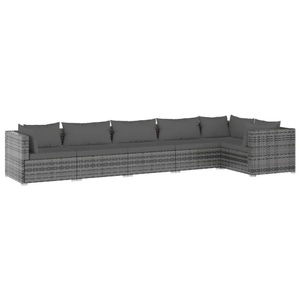 vidaXL, vidaXL 6-tlg. Garten-Lounge-Set mit Kissen Poly Rattan Grau, 