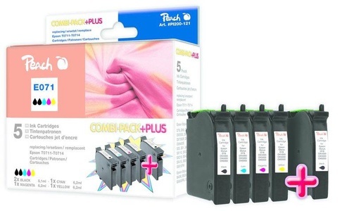 Peach, Peach Combi PackPLUS n zu T0715 Tintenpatrone, Peach Tintenset Epson T0715/T0895 C, M, Y, 2x BK