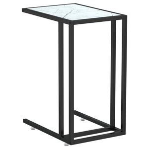 vidaXL, vidaXL Computer-Beistelltisch Weiß Marmor 50x35x65 cm Hartglas