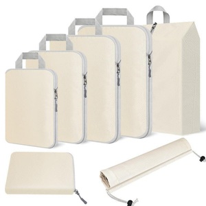 Only-bags.store, Kompressionspackwürfel, 7er Set Kofferorganizer Für Reiseutensilien, Erweiterbares Reiseorganizer-set, Leichte Packtaschen Für Rucksack, Packwürfel, Beige Damen Beige Glow ONE SIZE