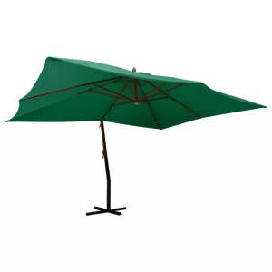 vidaXL, vidaXL Ampelschirm mit Holzmast 400x300 cm Grün, vidaXL Ampelschirm mit Holzmast 400x300 cm Grün