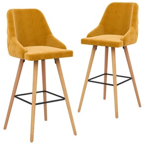 vidaXL, vidaXL Barhocker 2 Stk. Gelb Samt, 